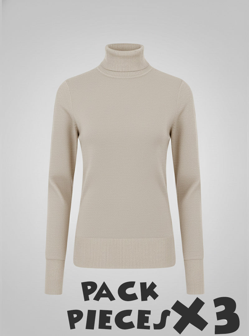 X3 Pieces Col Roulé Pour Femme