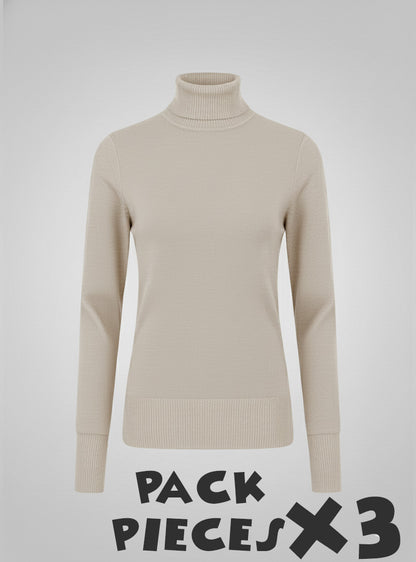 X3 Pieces Col Roulé Pour Femme