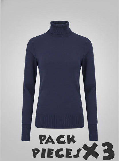 X3 Pieces Col Roulé Pour Femme
