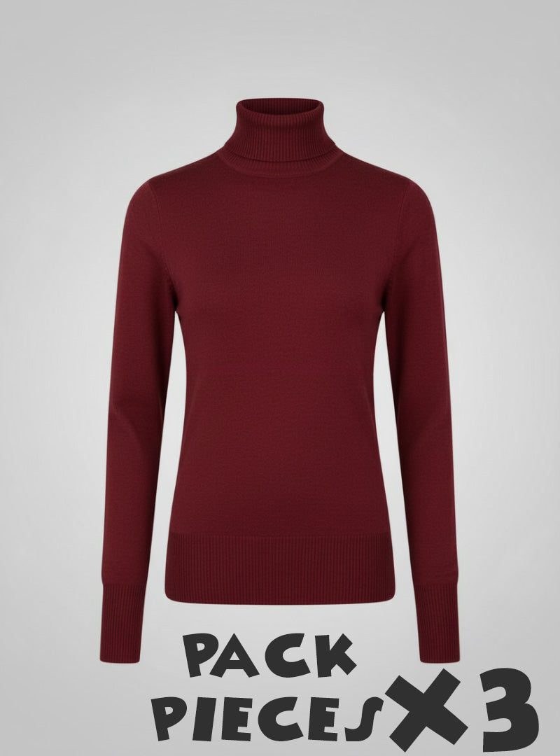 X3 Pieces Col Roulé Pour Femme