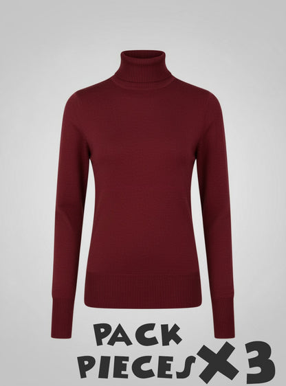 X3 Pieces Col Roulé Pour Femme